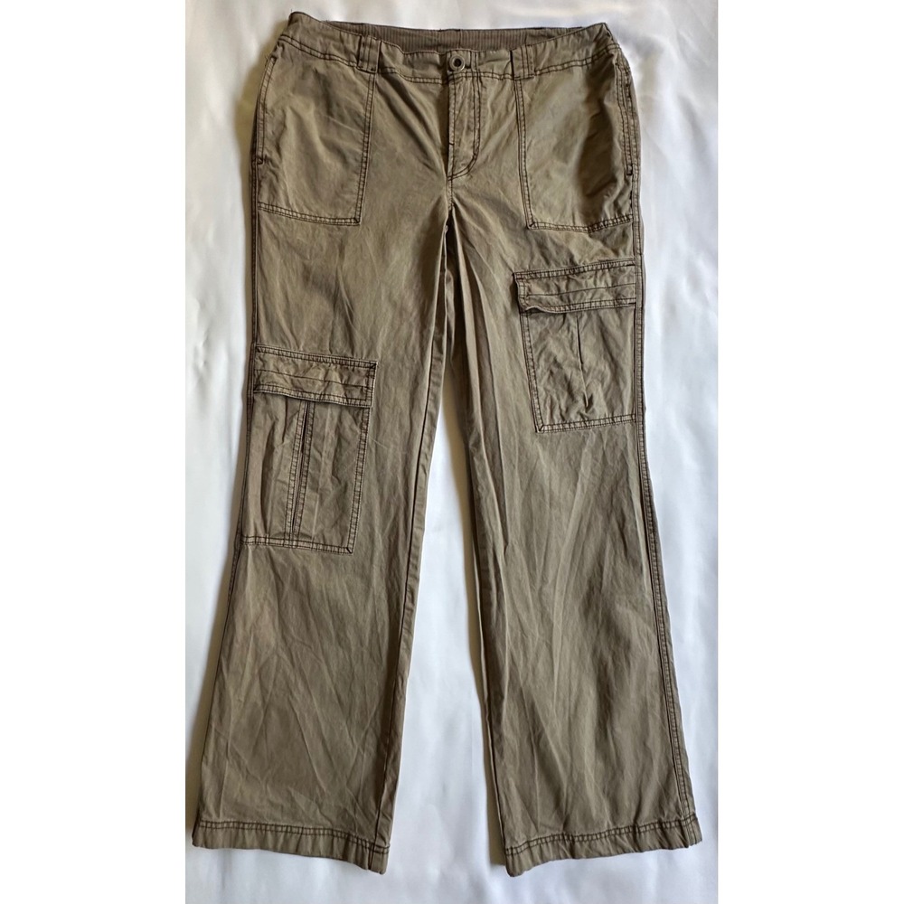 Free People Cargo Pants Olive Green Wide Leg Utility Trousers Women's 10 READ - Picture 3 of 11